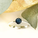 Solitaire blue sapphire white gold ring