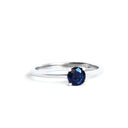 Solitaire Four Claw Round Cut Sapphire White Gold band Ring
