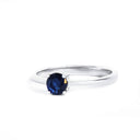 Solitaire Four Claw Round Cut Sapphire White Gold band Ring