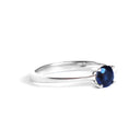 Solitaire Four Claw Round Cut Sapphire White Gold band Ring