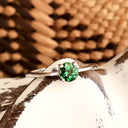 Solitaire Four Claw Round Cut Tsavorite White Gold Band Ring