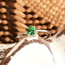 Solitaire Four Claw Round Cut Tsavorite White Gold Band Ring