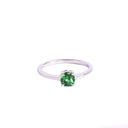 Solitaire Four Claw Round Cut Tsavorite White Gold Band Ring