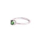 Solitaire Four Claw Round Cut Tsavorite White Gold Band Ring