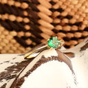 Solitaire Four Claw Round Cut Tsavorite Yellow Gold Band Ring