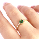 Solitaire Four Claw Round Cut Tsavorite Yellow Gold Band Ring