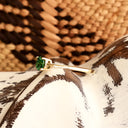 Solitaire Four Claw Round Cut Tsavorite Yellow Gold Band Ring