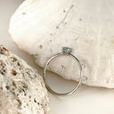 White Gold Raised Four Claw Aquamarine Stacking Ring