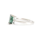 Solitaire Green Emerald Cut Tourmaline White Gold Ring