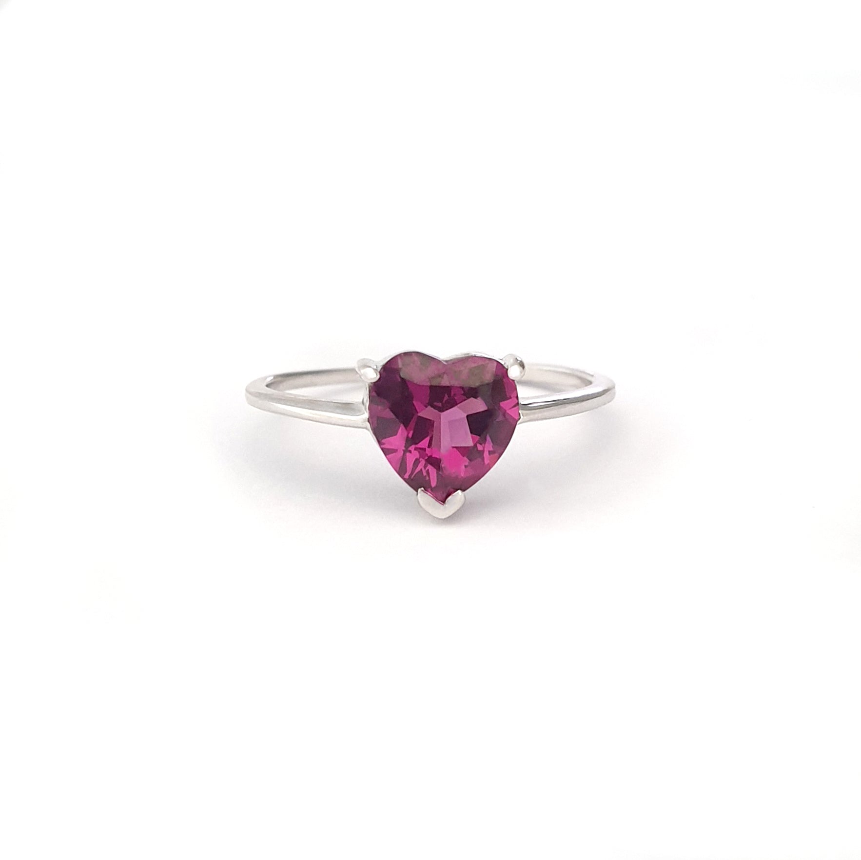 Solitaire Heart Shape Grape Garnet Ring