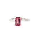 Solitaire Pink Emerald Cut Tourmaline White Gold Ring