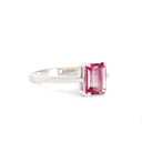 Solitaire Pink Emerald Cut Tourmaline White Gold Ring