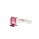 Solitaire Pink Emerald Cut Tourmaline White Gold Ring