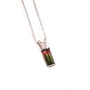 Sophisticated Watermelon Tourmaline Diamond Studded Split Bale White Gold Pendant