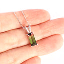 Sophisticated Watermelon Tourmaline Diamond Studded Split Bale White Gold Pendant