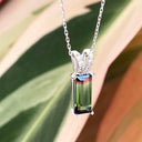 Watermelon tourmaline and diamond pendant