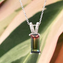 Watermelon tourmaline and diamond pendant