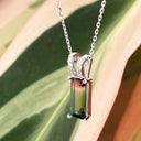 Watermelon tourmaline and diamond pendant