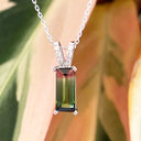 Watermelon tourmaline and diamond pendant