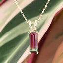 Watermelon tourmaline and diamond pendant