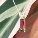 Watermelon tourmaline and diamond pendant