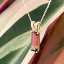 Watermelon tourmaline and diamond pendant