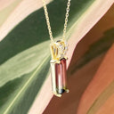 Watermelon tourmaline and diamond pendant