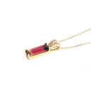 Sophisticated Watermelon Tourmaline Diamond Studded Split Bale Yellow Gold Pendant