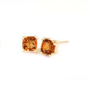 Sophisticated Yellow Gold Double Four Claw Citrine Studs