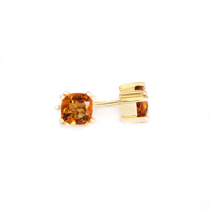 Sophisticated Yellow Gold Double Four Claw Citrine Studs