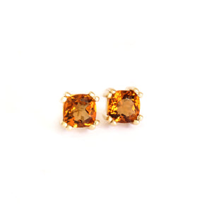 Sophisticated Yellow Gold Double Four Claw Citrine Studs