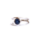 Split Shank Sapphire Round Bezel Set White Gold Ring