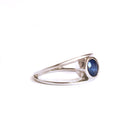 Split Shank Sapphire Round Bezel Set White Gold Ring