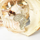 Stand Out Cheetah and White Diamond Solid Africa Map Yellow Gold Pendant