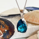 Pear Cut London Blue Topaz Pendant