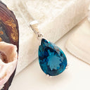 Pear Cut London Blue Topaz Pendant
