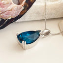 Pear Cut London Blue Topaz Pendant