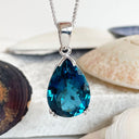 Pear Cut London Blue Topaz Pendant