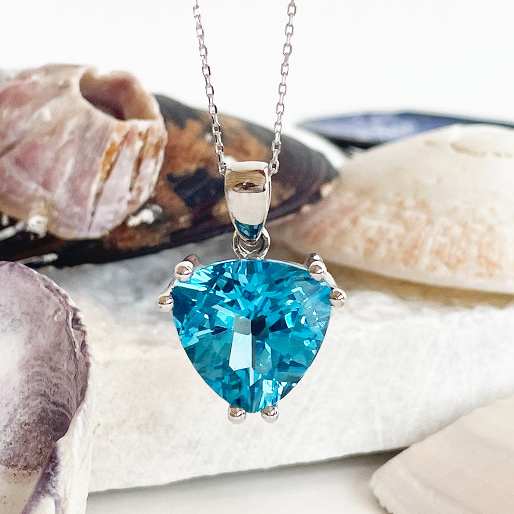 Trilliant cut Blue Topaz pendant