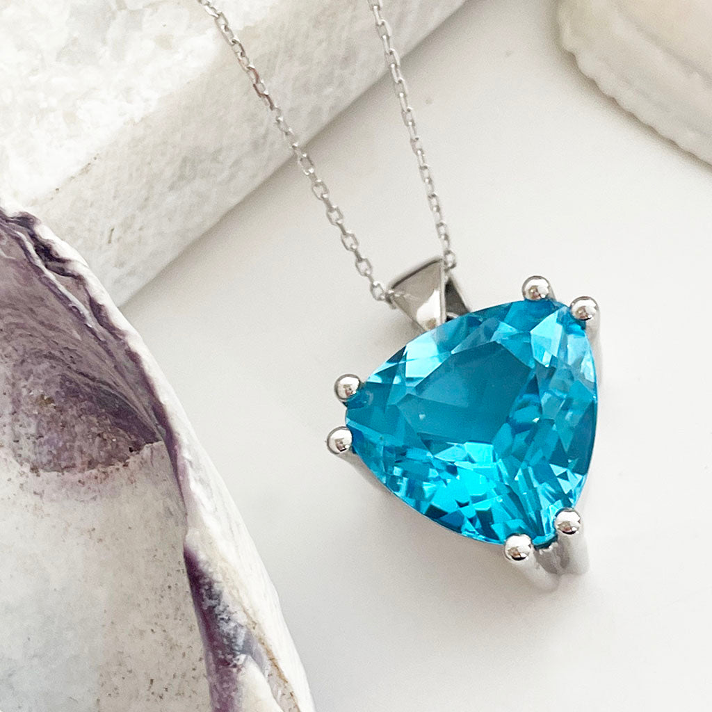 Trilliant cut Blue Topaz pendant