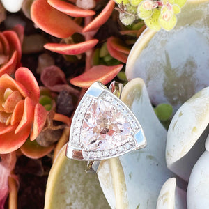 Standout Trilliant Pink Morganite and Diamond Highlight Ring