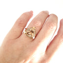 Standout Trilliant Rose Gold Peach Morganite and Diamond Highlight Ring