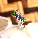 Starburst Tanzanite and Tsavorite White Gold Ring