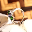 Starburst Tanzanite and Tsavorite White Gold Ring