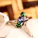 Starburst Tanzanite and Tsavorite White Gold Ring