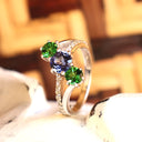 Starburst Tanzanite and Tsavorite White Gold Ring