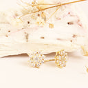 White Diamond yellow gold earrings
