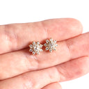 White Diamond yellow gold earrings