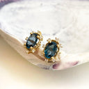 London Blue Topaz and Diamond Yellow Gold earrings