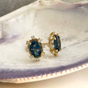 London Blue Topaz and Diamond Yellow Gold earrings